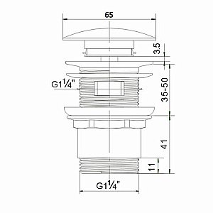Донный клапан Orange X1-004сr хром купить в интернет-магазине сантехники Sanbest