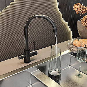 Смеситель для кухни Elghansa KITCHEN Pure Water 56B5216-Black золото матовое купить в интернет-магазине сантехники Sanbest