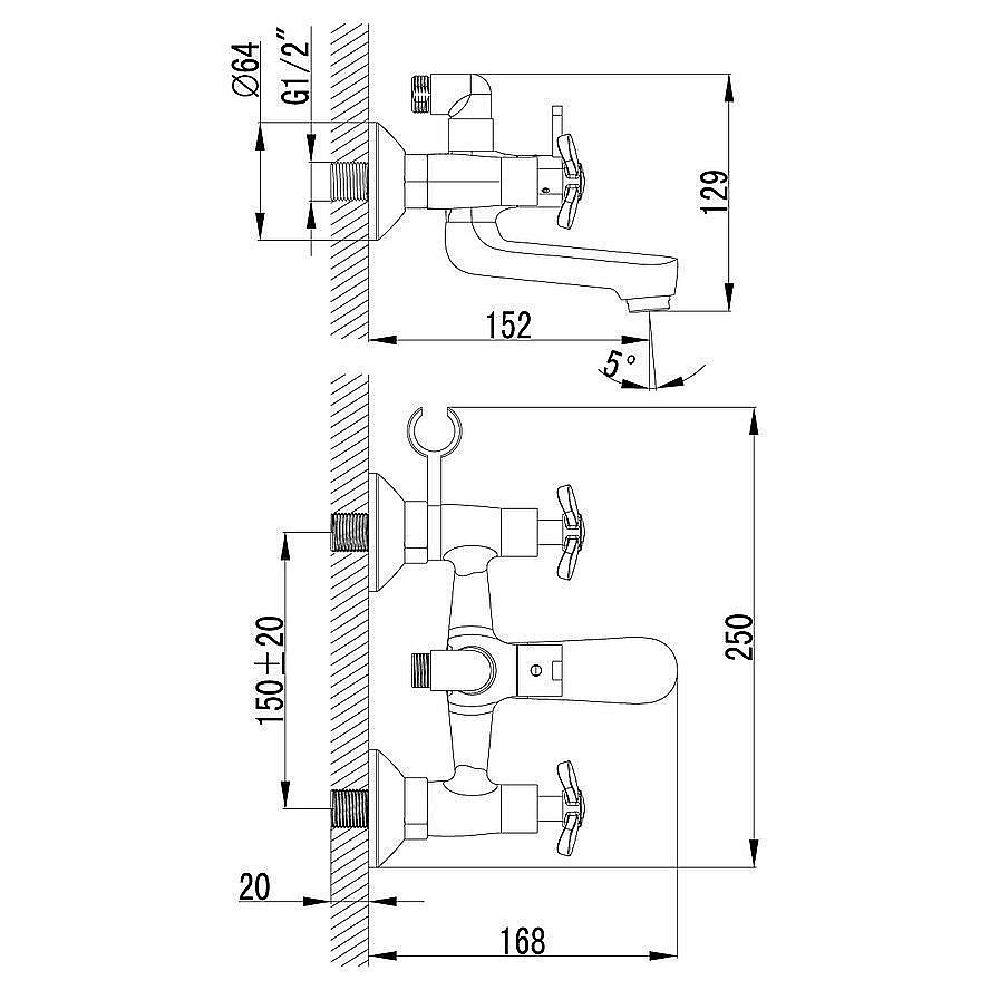 Смеситель для ванны Lemark Partner LM6542C купить в интернет-магазине сантехники Sanbest