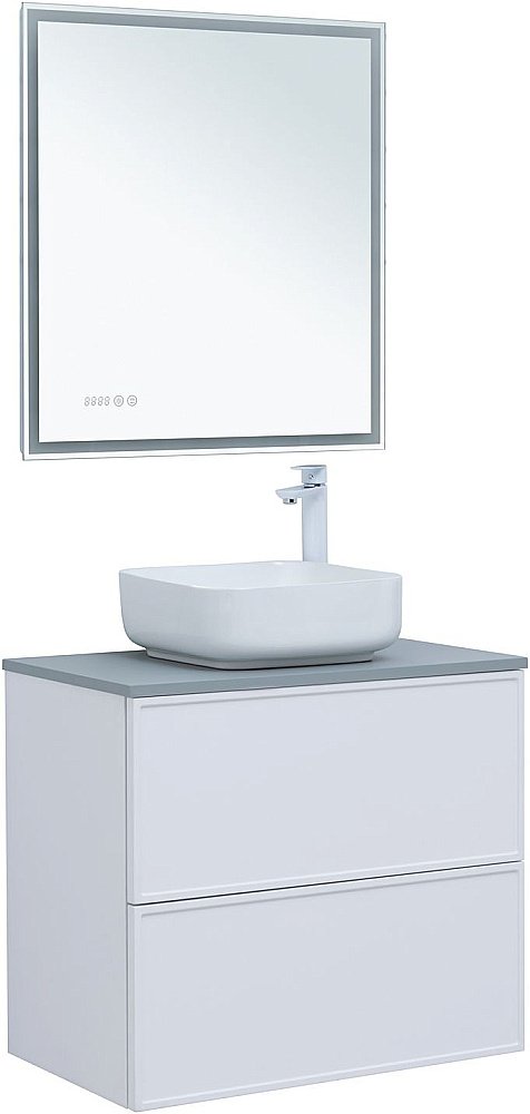 Тумба с раковиной Aquanet Арт 75 белая матовая для ванной в интернет-магазине Sanbest