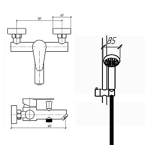 Смеситель для ванны Paini Verona 99PW105 сатин купить в интернет-магазине сантехники Sanbest