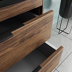 Тумба с раковиной Vincea Chiara 2D 80 VMC-2C2800CO/VCB-13800B тёмный дуб/раковина черная для ванной в интернет-магазине Sanbest