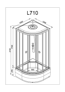 Душевая кабина Deto L 710 100х100 с электрикой купить в интернет-магазине Sanbest