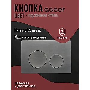 Унитаз подвесной Agger ATI09150L+APB155 безободковый, смыв Торнадо, с инсталляцией, с крышкой микролифт, белый/кнопка оружейная сталь матовая купить в интернет-магазине Sanbest