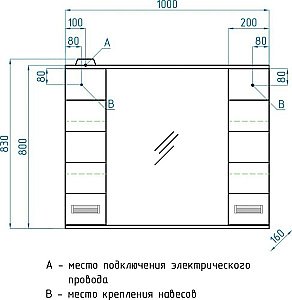 Зеркало со шкафом Style Line Ирис 100/С в ванную от интернет-магазине сантехники Sanbest