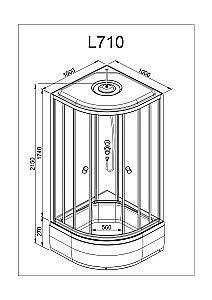 Душевая кабина DTO L 710 100х100 с электрикой купить в интернет-магазине Sanbest