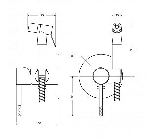 Гигиенический душ со смесителем Cezares RELAX-DIF-IN сатин купить в интернет-магазине сантехники Sanbest