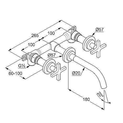 Смеситель для раковины Kludi Nova Fonte Classic 201440520 хром купить в интернет-магазине сантехники Sanbest