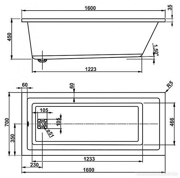 Ванна акриловая Vagnerplast Cavallo 160x70 купить в интернет-магазине Sanbest