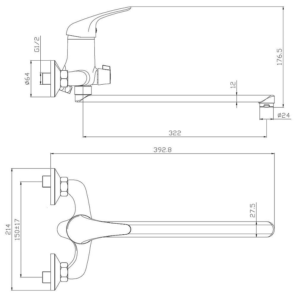 Смеситель для ванны Rossinka Y Y40-32 купить в интернет-магазине сантехники Sanbest