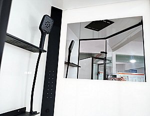 Душевая кабина Esbano ESM-PENTA-90 стекло прозрачное/профиль черный купить в интернет-магазине Sanbest