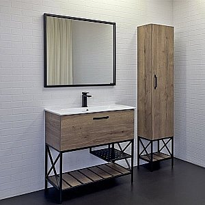 Тумба с раковиной Comforty Бредфорд 00-00009403 90 дуб темный для ванной в интернет-магазине Sanbest