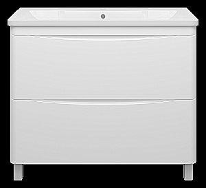 Тумба с раковиной Misty Атлантик -100 П-Атл-01100-0112Я белая для ванной в интернет-магазине Sanbest