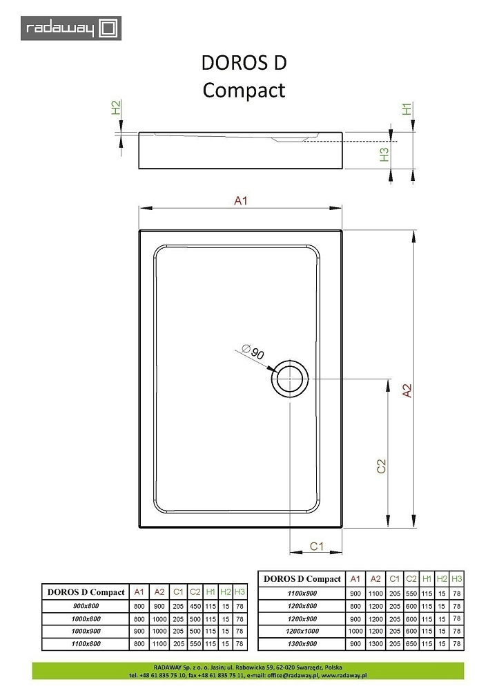 Душевой поддон Radaway Doros D Compact 120x90 купить в интернет-магазине Sanbest