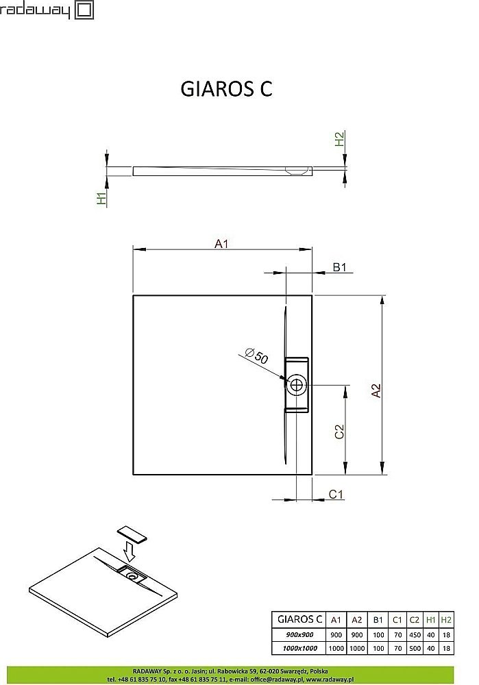 Душевой поддон Radaway Giaros C M3GRC1010 100x100 белый купить в интернет-магазине Sanbest