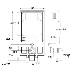 Унитаз с инсталляцией BAMBERG 545+MERZBACH 043 MT-BL+BAMBERG BL черный матовый/кнопка черная, безободковый, с крышкой микролифт, слив торнадо купить в интернет-магазине Sanbest