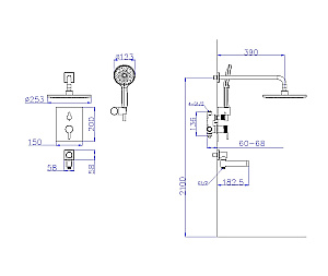 Душевая система BelBagno DELTA DEL2.0-VDSET-IN сатин купить в интернет-магазине сантехники Sanbest