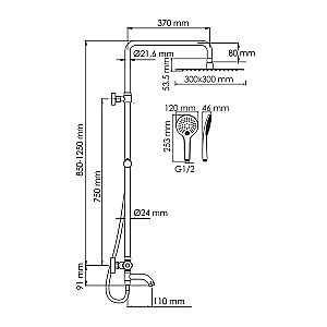 Душевая система WasserKraft Mindel 8500 SET2635 Thermo белый Soft-touch купить в интернет-магазине сантехники Sanbest