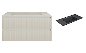 Тумба с раковиной Vincea Welle 100 VMC-2WL100MBG/VCB-13100B бежевая матовая/раковина черная для ванной в интернет-магазине Sanbest