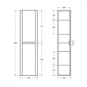 Шкаф подвесной Cezares RELAX-1500-2A-SO-RC-P дуб карамельный для ванной в интернет-магазине сантехники Sanbest
