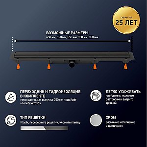 Душевой лоток PAINI Klasik CH650KC 65 черный матовый купить в интернет-магазине Sanbest