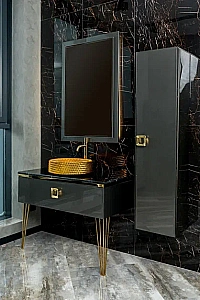 Консоль с раковиной и столешницей Armadi Art LUCIDO 80 глянцевый графит для ванной в интернет-магазине сантехники Sanbest