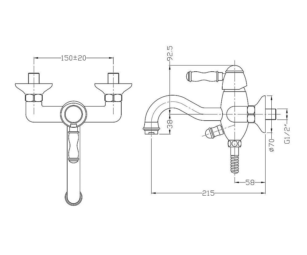 Смеситель для ванны Bronze De Luxe TIFFANY 1904CR купить в интернет-магазине сантехники Sanbest