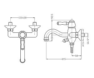 Смеситель для ванны Bronze De Luxe TIFFANY 1904CR купить в интернет-магазине сантехники Sanbest