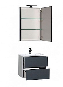 Тумба с раковиной Aquanet Алвита 60 серый антрацит для ванной в интернет-магазине Sanbest