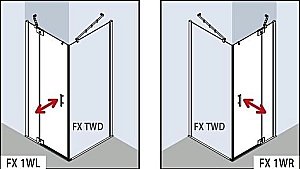 Душевой уголок Kermi Filia XP FX 1WR+TWD 90х80 стекло прозрачное/профиль хром правый купить в интернет-магазине Sanbest