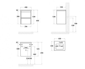 Тумба с раковиной Art&Max FAMILY_400_2C_SO_BL белый глянцевый для ванной в интернет-магазине Sanbest