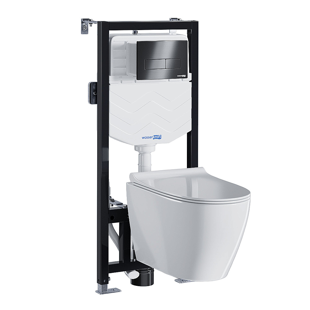 Унитаз WasserKraft Aller 10TLT.010.ME.GR03.H002 белый глянцевый, с крышкой микролифт, с инсталляцией, безободковый купить в интернет-магазине Sanbest