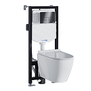 Унитаз WasserKraft Aller 10TLT.010.ME.GR03.H002 белый глянцевый, с крышкой микролифт, с инсталляцией, безободковый купить в интернет-магазине Sanbest