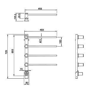 Полотенцесушитель электрический встраиваемый WONZON & WOGHAND HAMBURG, Черный матовый (WW-AL314-MB) купить в интернет-магазине сантехники Sanbest