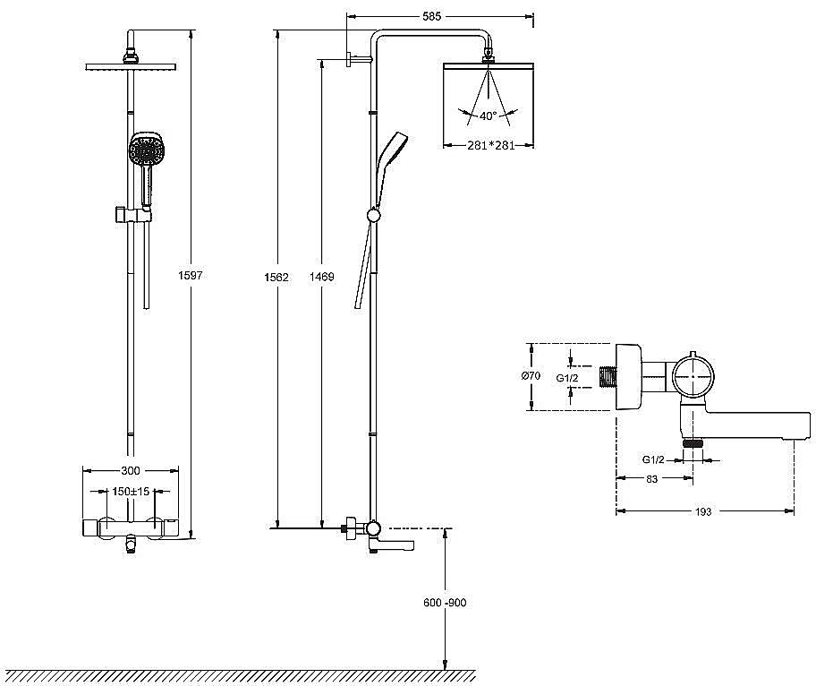 Душевая система Jacob Delafon Atom E26238-CP купить в интернет-магазине сантехники Sanbest
