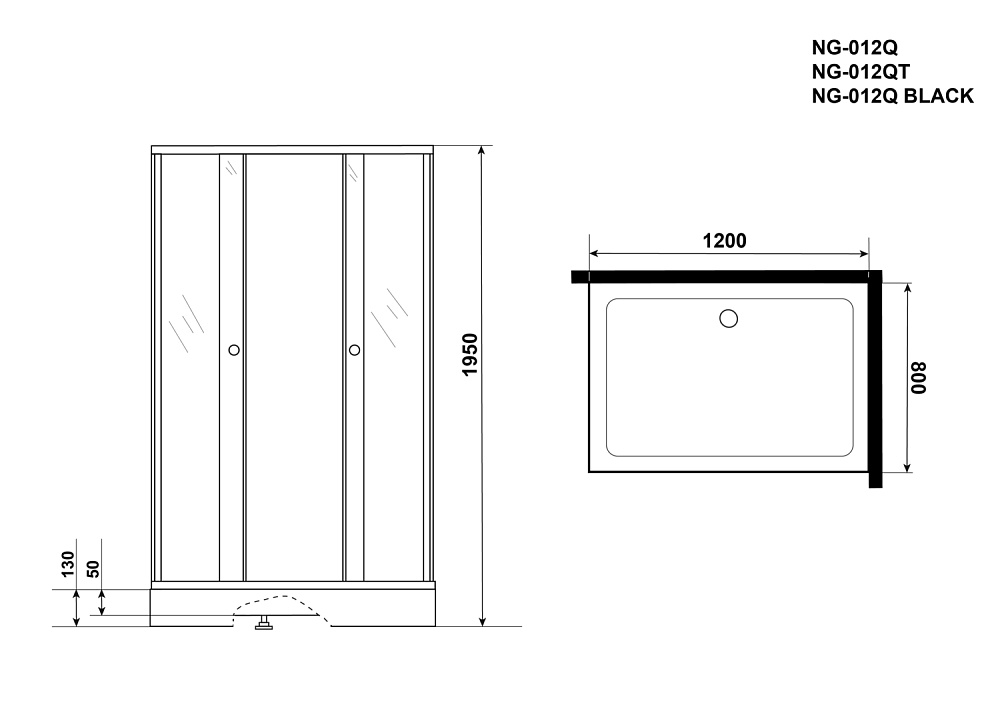 Душевой уголок Niagara Eco NG-012-14Q BLACK 120х80 купить в интернет-магазине Sanbest