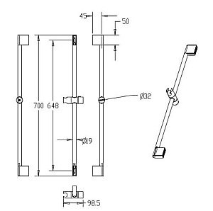 Душевая штанга Milardo 0807000M17 хром купить в интернет-магазине сантехники Sanbest