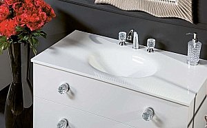 Тумба с раковиной Armadi Art Neoart 100 под моноблок стекло белая для ванной в интернет-магазине Sanbest