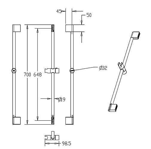 Душевая штанга Milardo 0807000M17 хром купить в интернет-магазине сантехники Sanbest