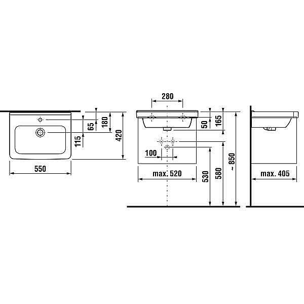 Раковина подвесная Jika CUBITO 55 см белая купить в интернет-магазине Sanbest