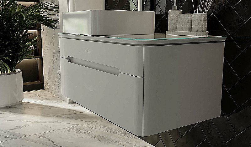Тумба с раковиной Jorno Shine 90 белая для ванной в интернет-магазине Sanbest