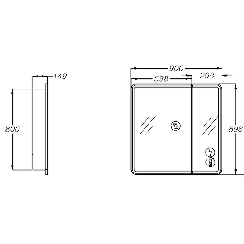 Зеркальный шкаф Опадирис Элеганс 90 00-00006882 премиум купить в интернет-магазине сантехники Sanbest