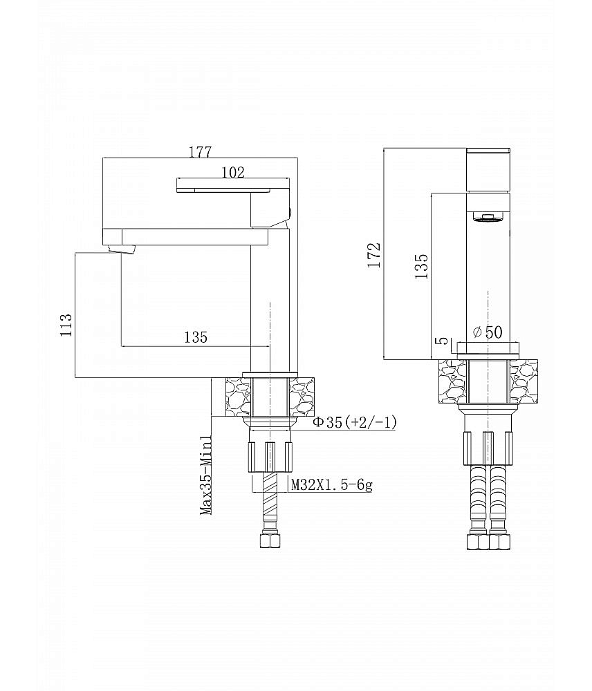 Cмеситель для раковины Agger Sweet A2702155 оружейная сталь матовая купить в интернет-магазине сантехники Sanbest