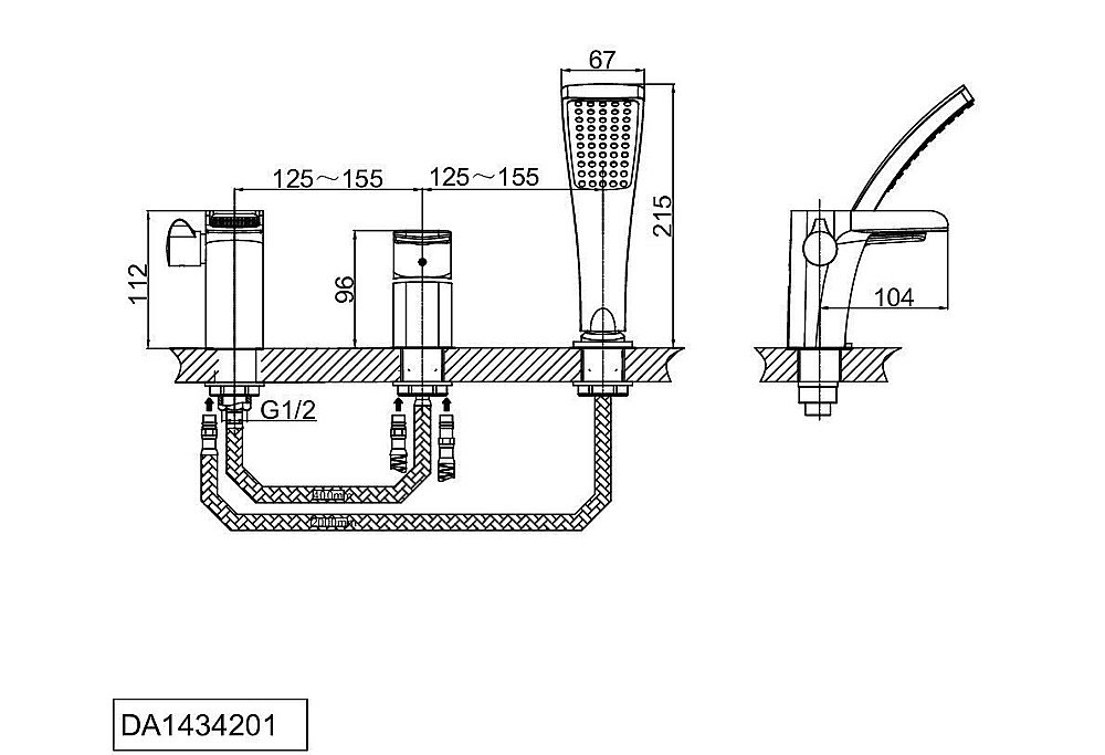 Смеситель для ванны D&K Berlin Freie DA1434201 купить в интернет-магазине сантехники Sanbest