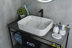 Раковина накладная Gid Geometrico 50 Mnc190 54426серый мрамор купить в интернет-магазине Sanbest