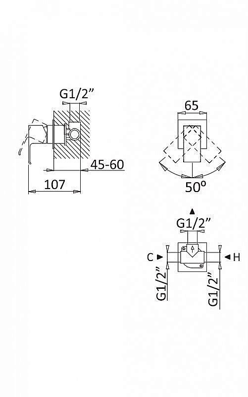 Смеситель для душа Cezares Porta DIM хром купить в интернет-магазине сантехники Sanbest