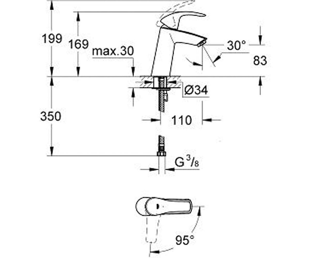 Смеситель для раковины Grohe Eurosmart New 2339510E купить в интернет-магазине сантехники Sanbest