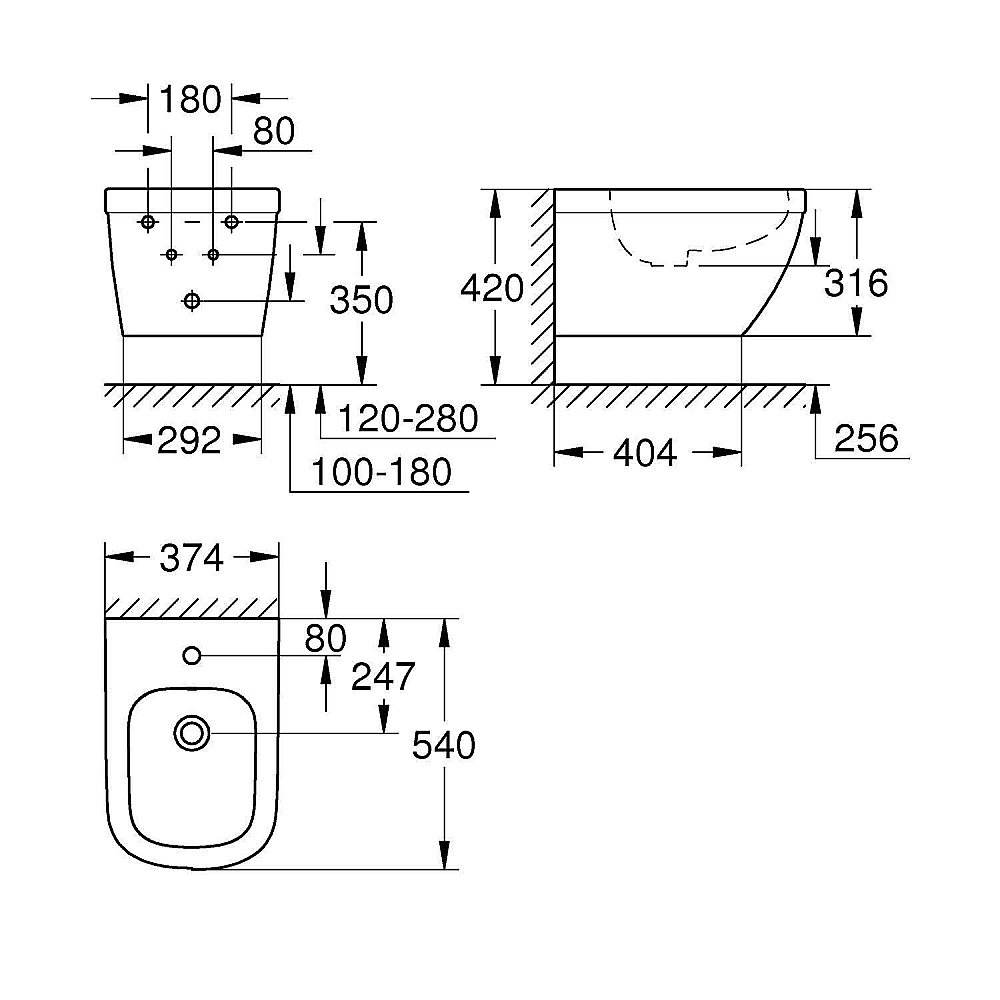 Биде подвесное Grohe Euro Ceramic 3920800H купить в интернет-магазине Sanbest
