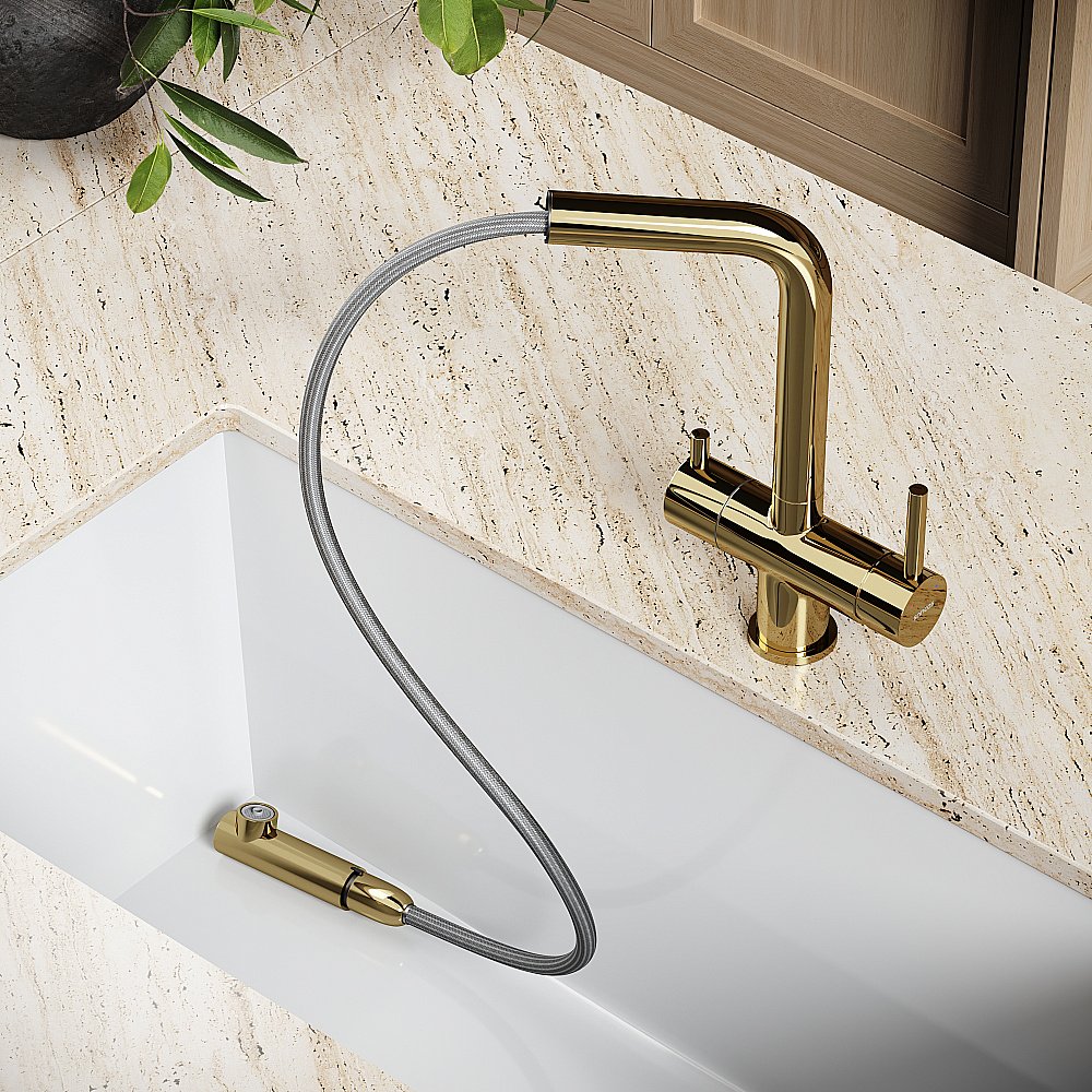 Смеситель для кухни Sancos Spin SC4015ZG полированное золото купить в интернет-магазине сантехники Sanbest