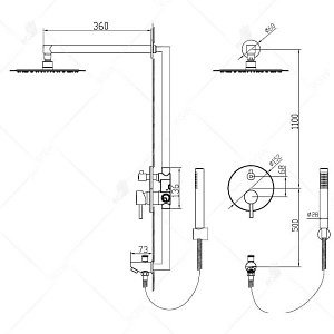 Душевая система RGW Shower Panels SP-52 Черный купить в интернет-магазине сантехники Sanbest